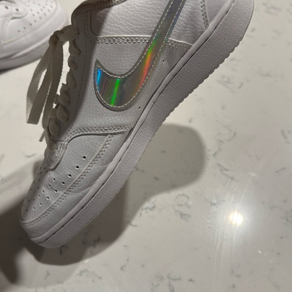 Women’s White Sneakers with Holographic Detail- Nike Court Vision Low - Picture 2 of 5